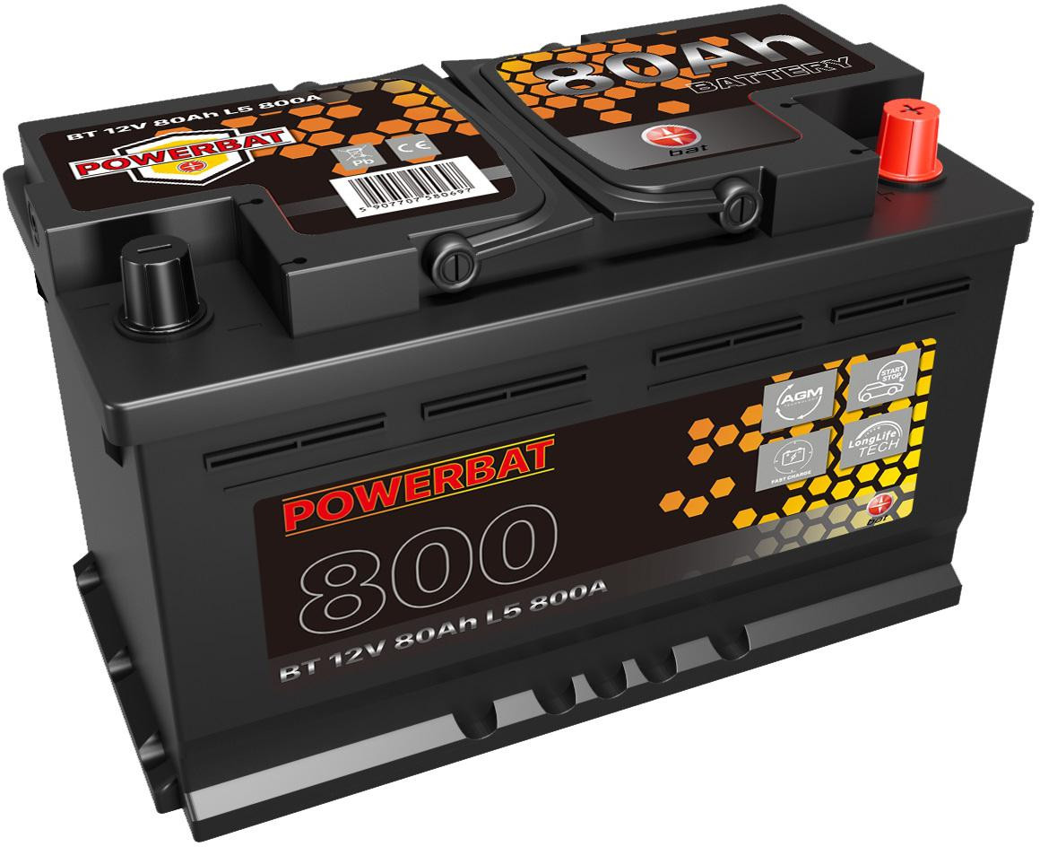 Akumulátor AGM automobilový START-STOP PowerBat L4 12 V 80 AH