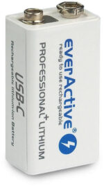 Akumulatorek 6F22 Li-Ion everActive 9V 550mAh s zásuvkou USB-C – Obrázok 3