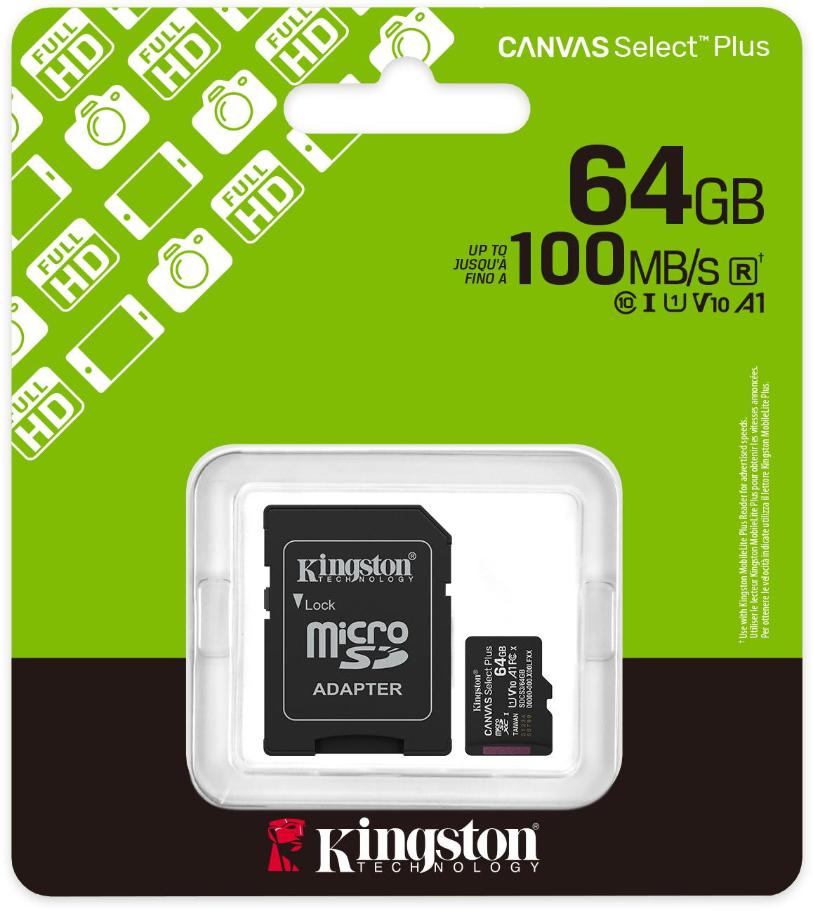 Karta pamäte microSD 64GB Kingston Canvas Select PLUS microSDXC C10 UHS-1 64GB