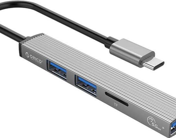 Orico Hub USB-C 3xport USB-A, čítačka microSD, alu