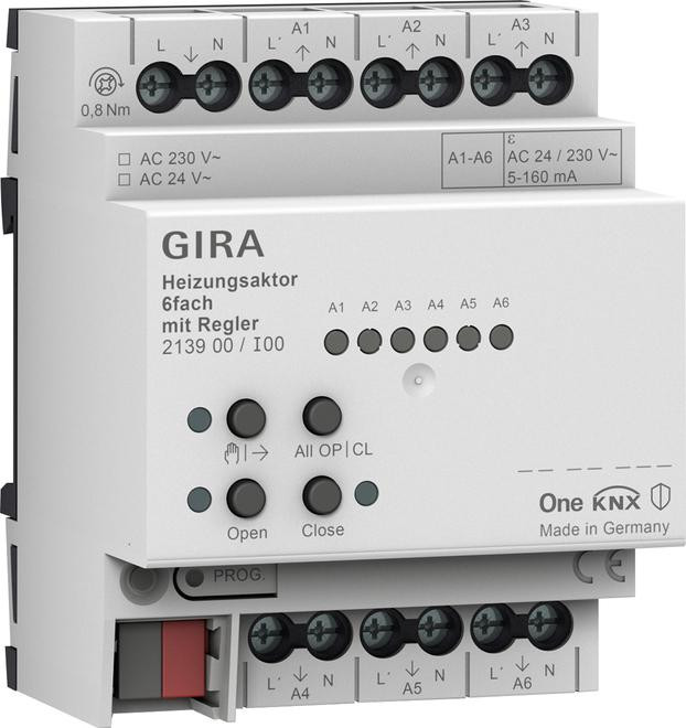 GIRA akčný člen vykurovací 6x regul. KNX ONE 213900