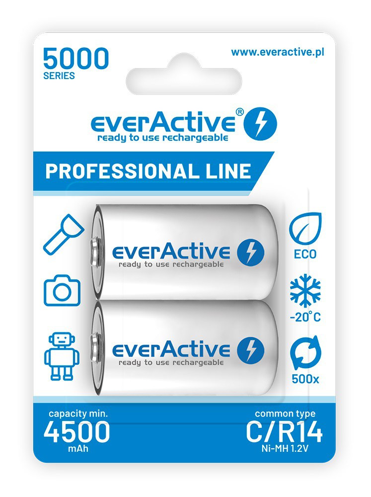 Akumulátory C / R14 everActive Ni-MH Ni-MH 5000 mAh Professional line (box 2 ks)