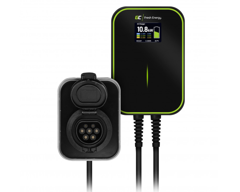 Nabíjačka do Samochodów Elektrycznych Green Cell Wallbox Powerbox 22kW RFID Type 2 3-FAZ EV15RFID
