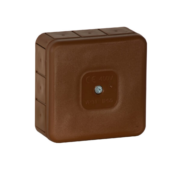 Inštalačná krabica nadomietková prázdna 12 vstupov Viplast VP-31 Hnedá IP55 85x85x37mm 031-02