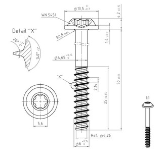 Skrutka do plastu TORX 6x50 A2 CORAB M960