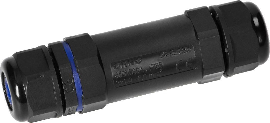 Konektor Spojka káblová rovná IP68, M25, 3x6mm², 450V/30A OR-AE-13603