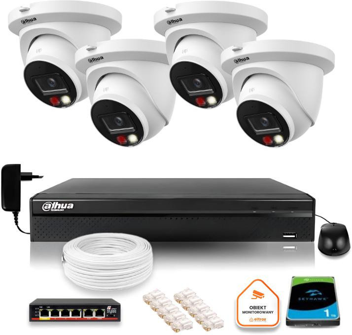 Sada monitoringu IP Dahua 8mpx 4K 4 kamery IPC-HDW2849TM-S-IL s diskom