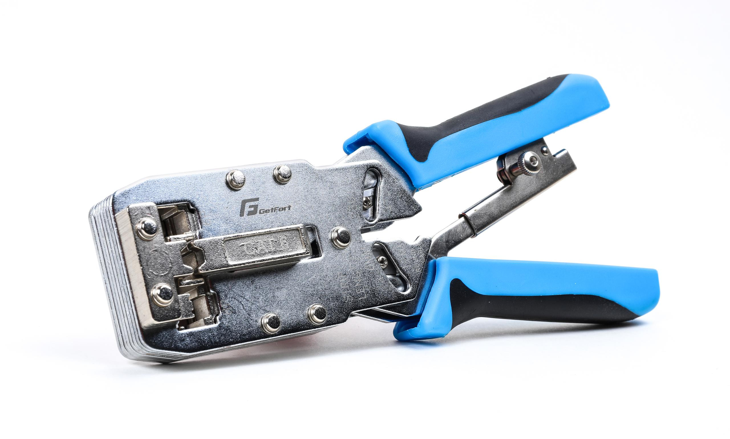 Krimpovač zástrčiek Getfort RJ45 8p+6p+4p+AMP kat. 6, kontrola pritlačenia