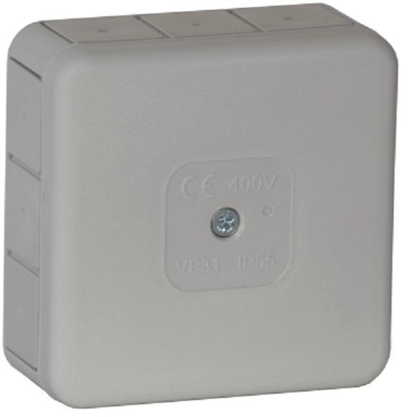 Inštalačná krabica nadomietková prázdna 12 vstupov Viplast VP-31 Sivá IP55 85x85x37mm 031-03