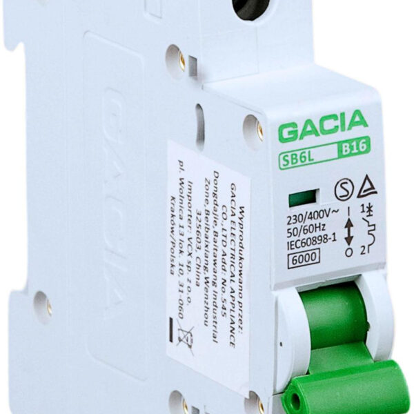 Vypínač nadprúdový,6kA,B,1-pole,13A Gacia SB6L B 1P 13A