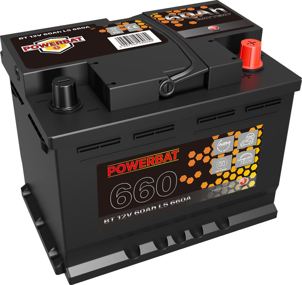 Akumulátor AGM automobilový START-STOP PowerBat L2 12 V 60 AH