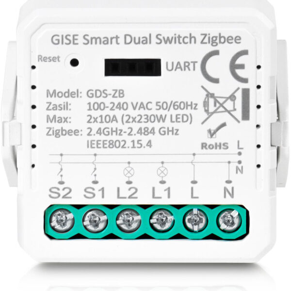 GISE Smart Dvojitý modul reléový Zigbee | Tuya | GDS-ZB