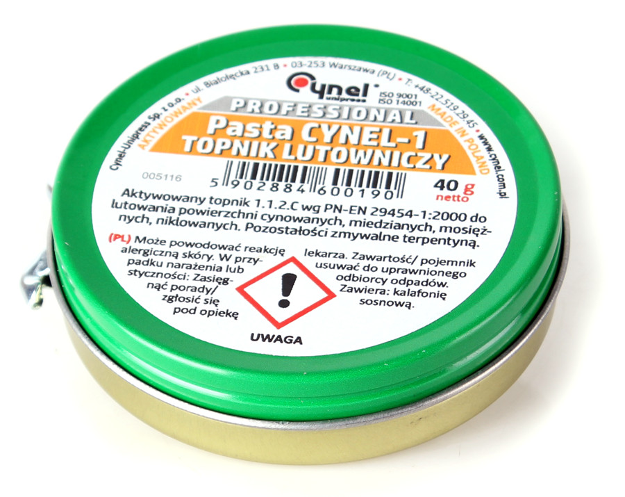 Pasta Lutownicza CYNEL-1 40G do Lutowania Miękkiego