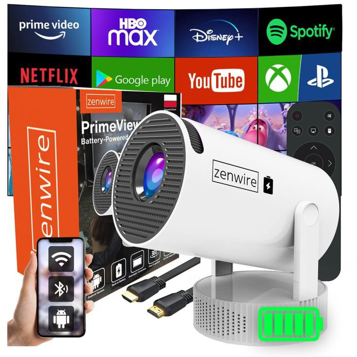 MINI Projektor Android Wifi Rzutnik Full HD Bluetooth s Batériou Zenwire K400