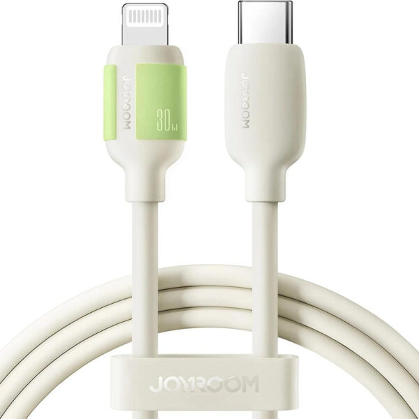 Kábel Joyroom S-A53 30W USB-C - Lightning s fluorescenčnou koncovkou 1,2 m - béžový