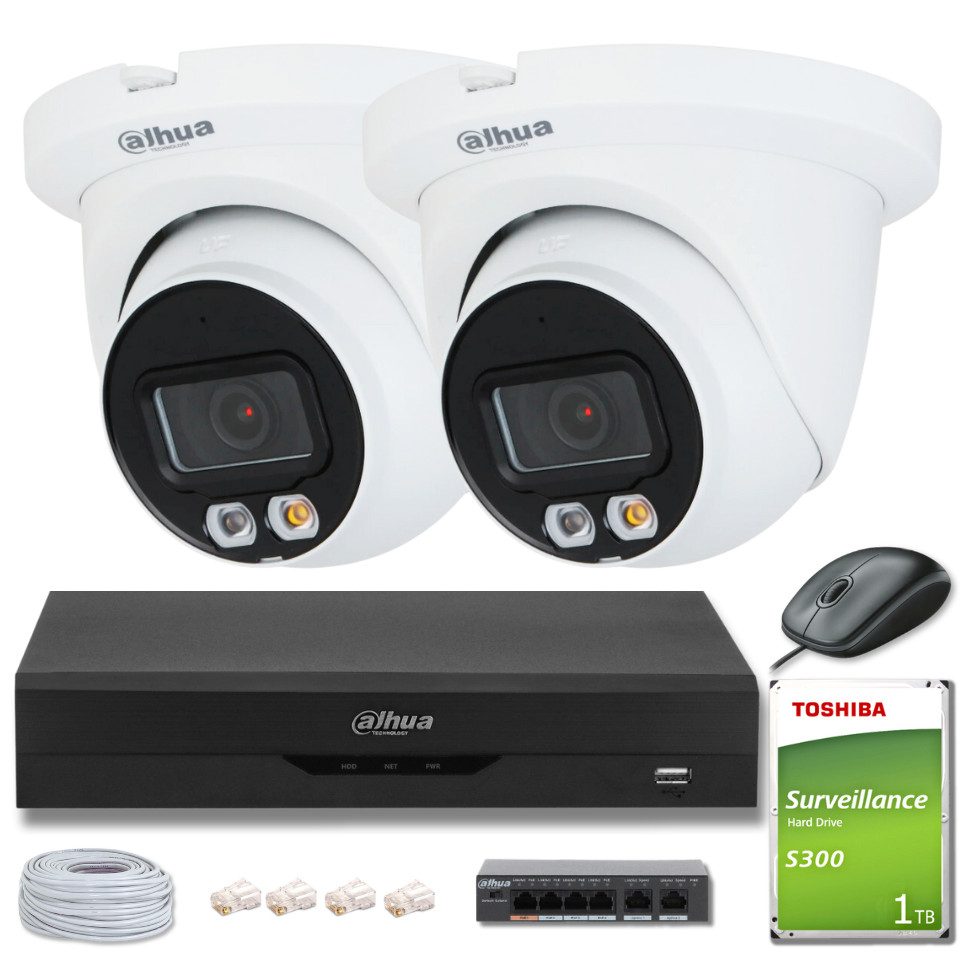 Sada 2 kamier IP Dahua 8mpx IPC-HDW2849TM-S-IL + Disk 1TB