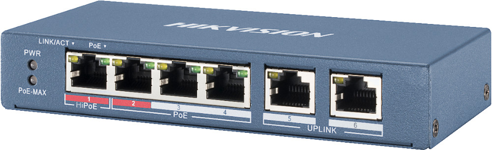 Switch POE DS-3E0106HP-E 6-Portový Hikvision