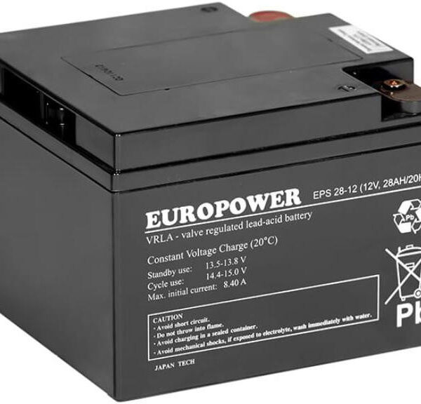 Akumulátor AGM Europower série EPS 12V 28Ah (Životnosť 8-12 lat)