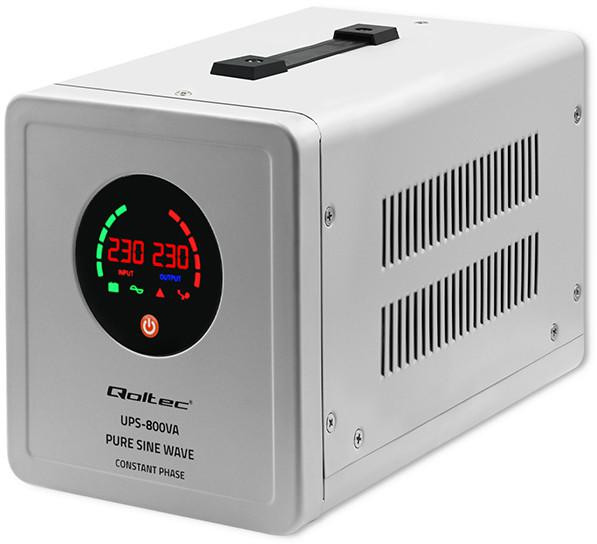 Qoltec Napájací zdroj záložný UPS 800VA/560 Menič 12/230V s AVR SF Sínus