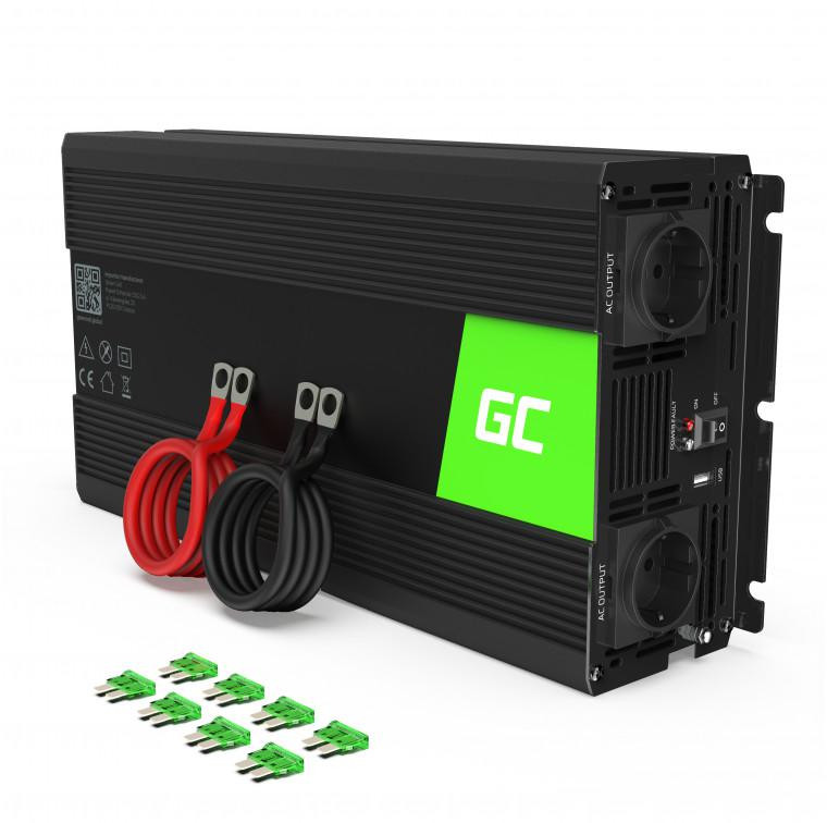 Menič Napätia Invertor Green Cell 12V / 230V 3000W/6000W Čistá Sínus INV15