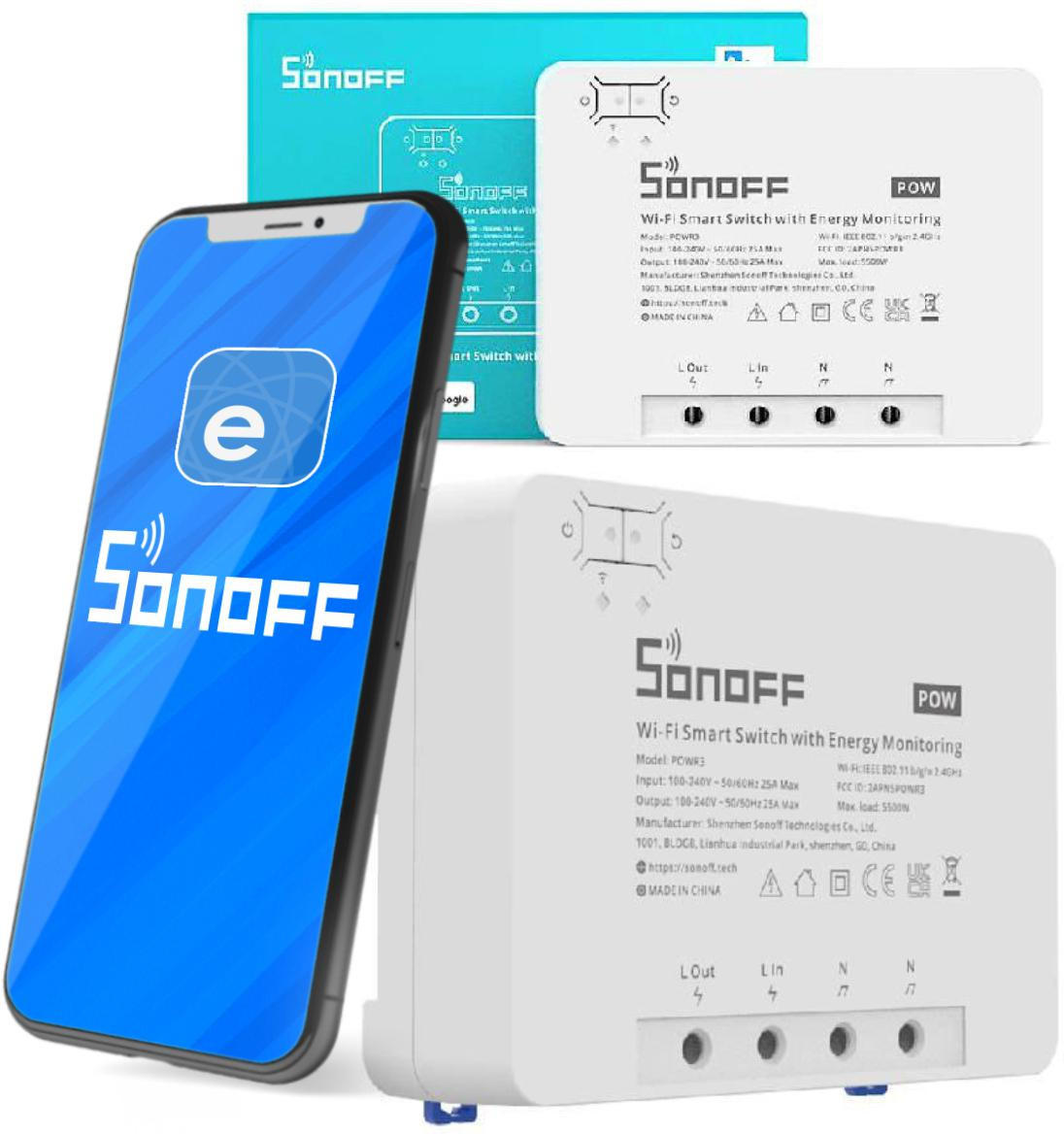 Sonoff ovládač 1-kanálový 25A WIFI POWR3