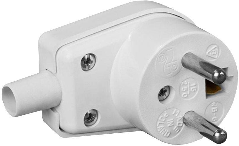 Zástrčka rohová 220-01 16A 250V IP20 Biela Viplast 220-01