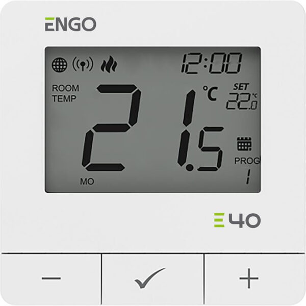 ENGO Controls E40-230W - Programovaný, Internetový nadomietkový regulátor teploty ZigBee/868M