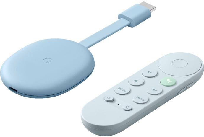Prehrávač multimediálny Google Chromecast 4K s Google TV Modrý