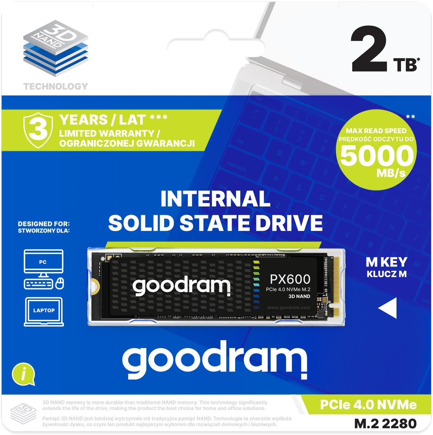 GoodRam Disk SSD PX600 2TB M.2 PCIE 4x4 NVME 2280