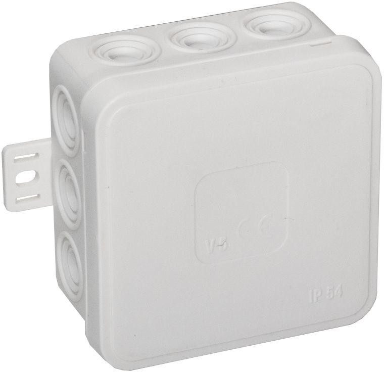 Inštalačná krabica nadomietková prázdna 12 vstupov Viplast V5 klik Biela IP54 75x75x41mm 035-01
