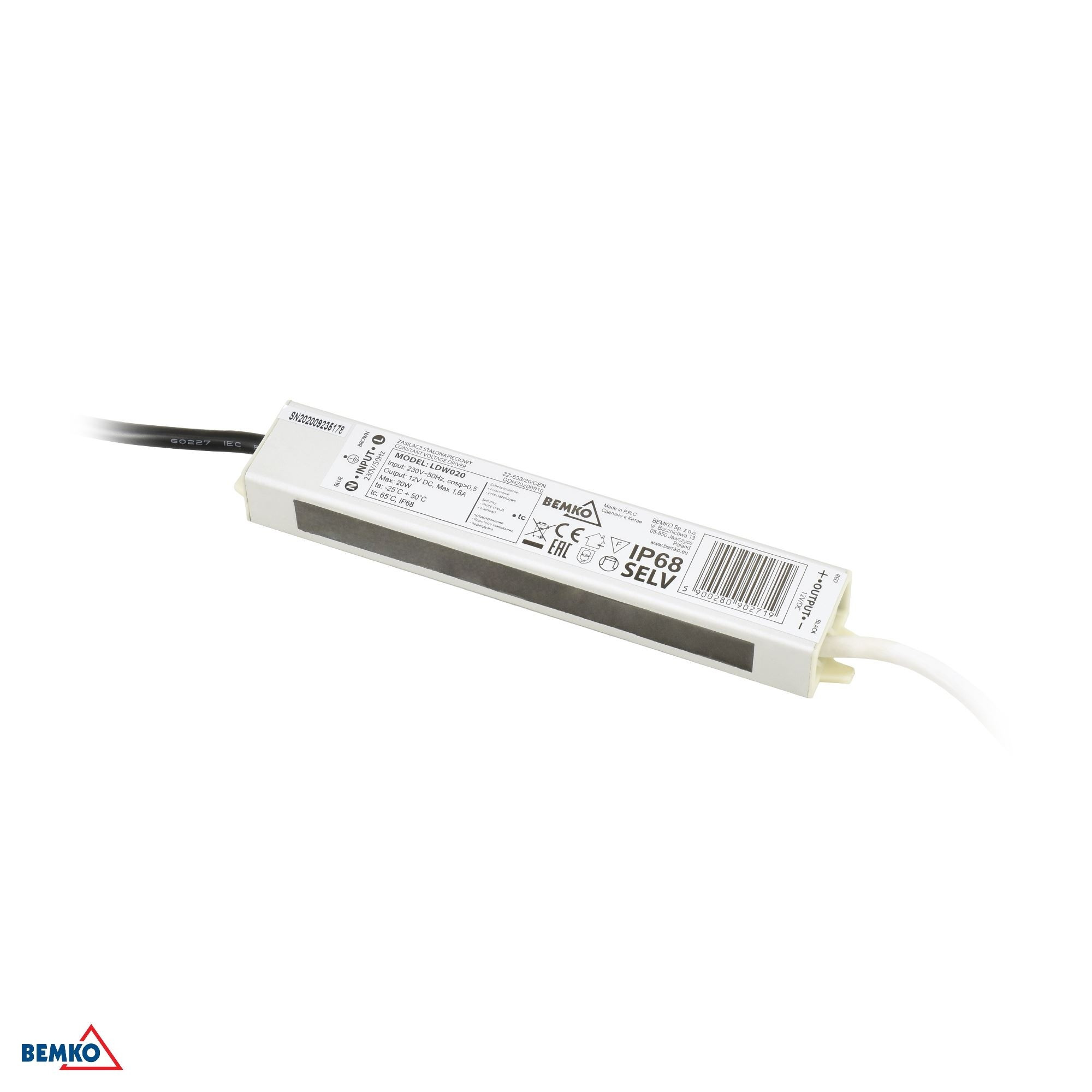 Napájací zdroj elektronický LED hermetický IP68 12V 20W