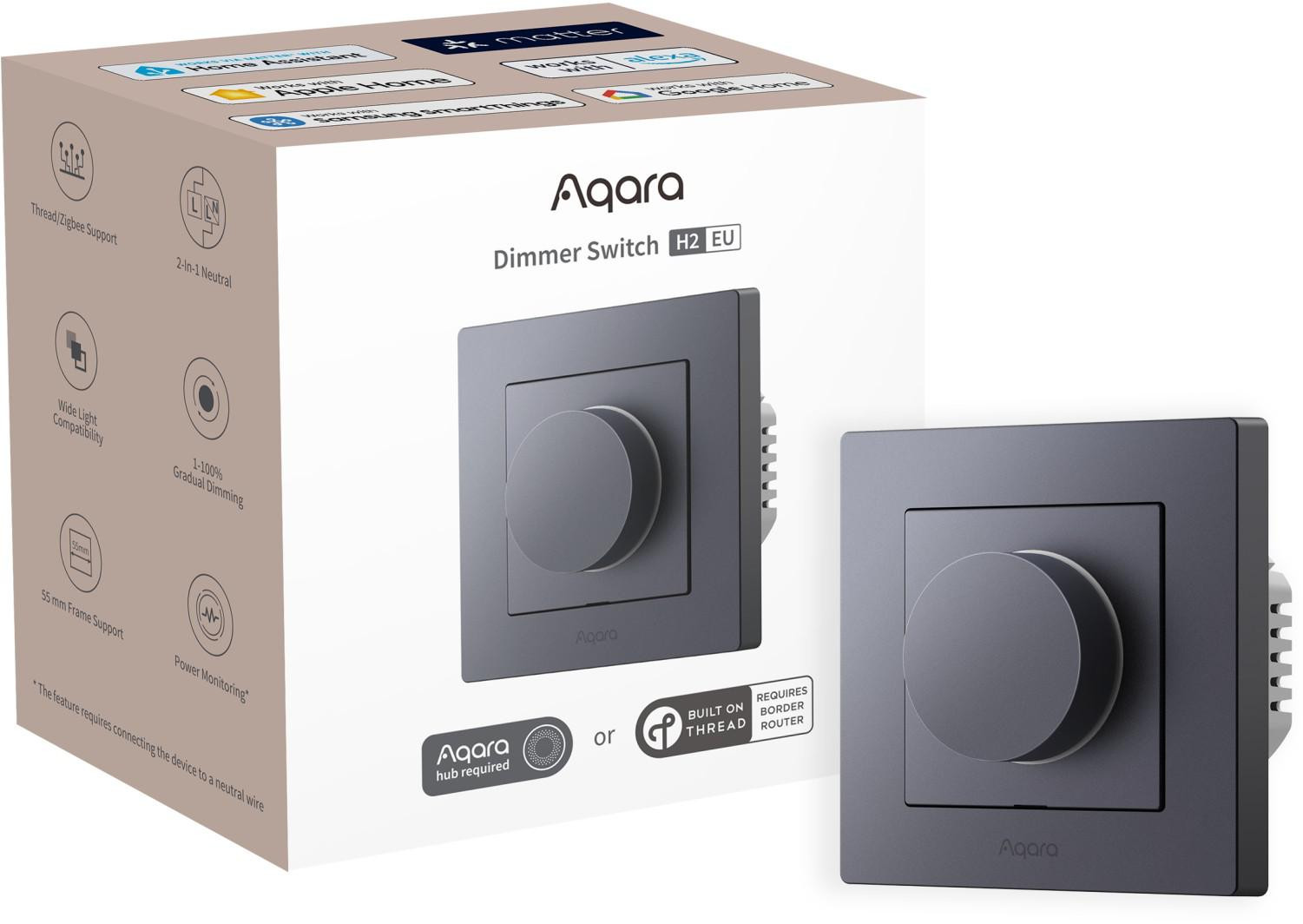 Aqara Dimmer Switch H2 EU Sivý Stmievač svetla s pokrętłem KD-R01D-G