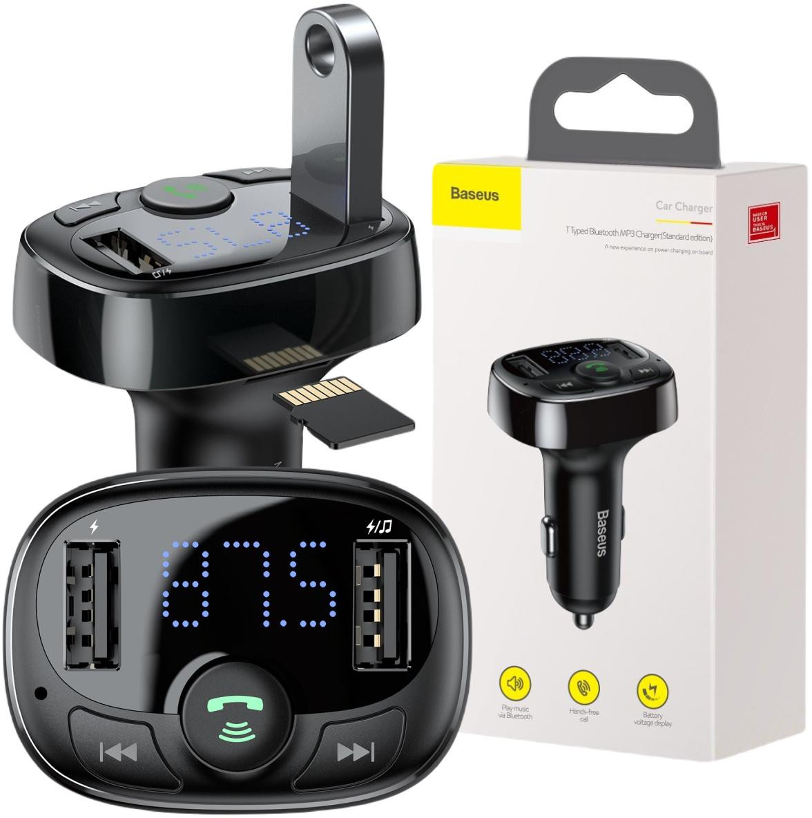 Transmiter FM Nabíjačka Automobilová Baseus Enjoy S-09A 3.4A 2x USB-A microSD BT 4.2