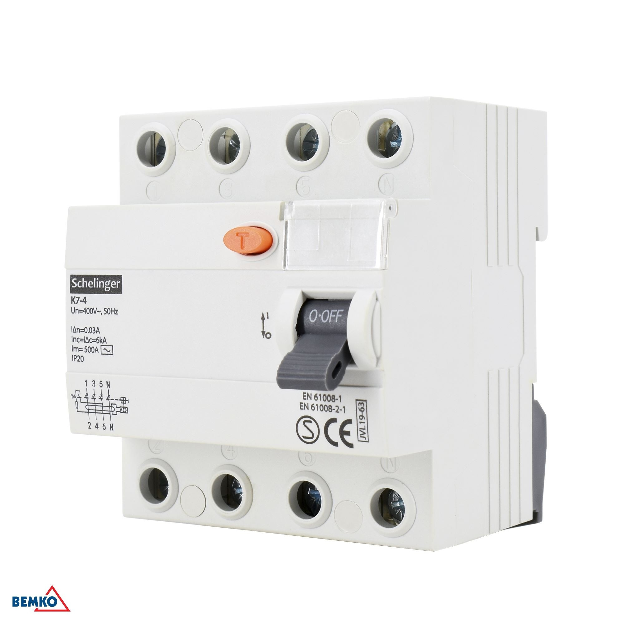Vypínač prúdový chránič AC 4P 63A 30mA Schelinger