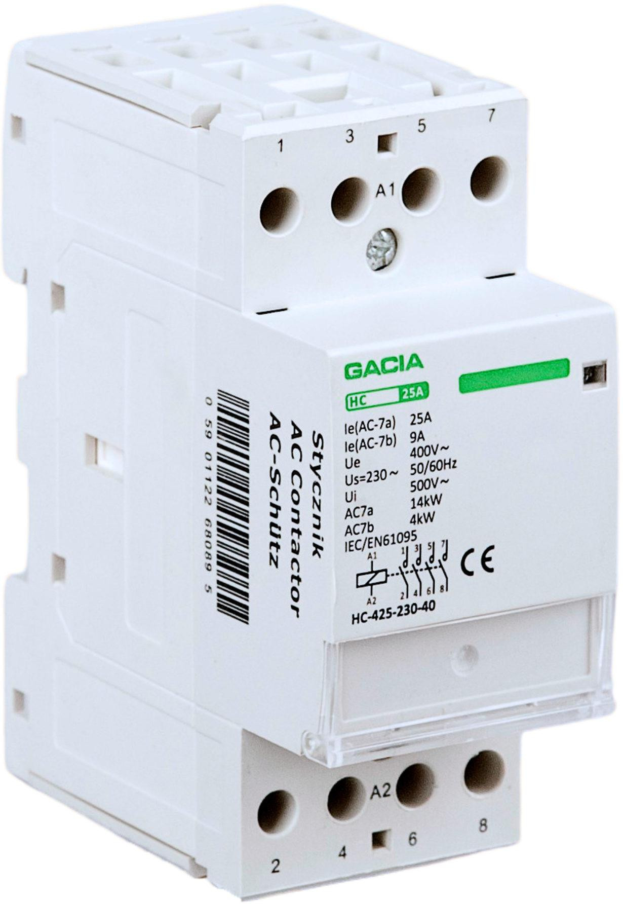 Stýkač modulárny HC 4P/25A, 4NO, 230V Gacia
