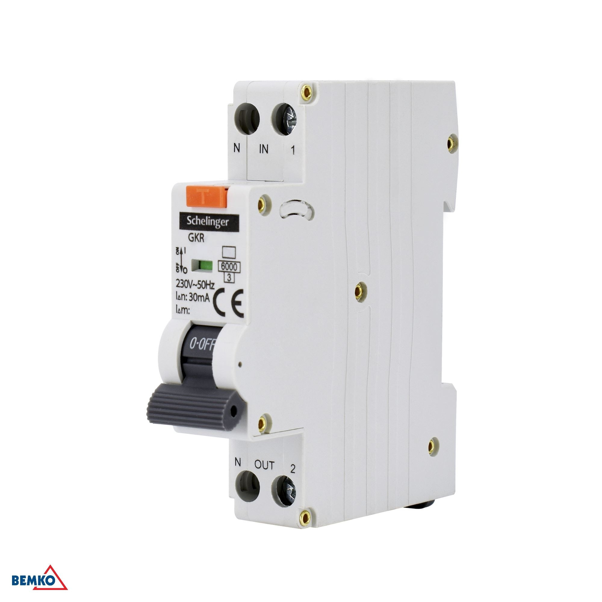 Vypínač RCBO 1P C 10A 30mA Typ AC Schelinger