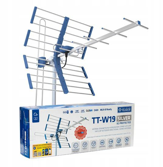 Anténa DVB-T2 Telmor TT W19 Silver COMBO 5G Protected