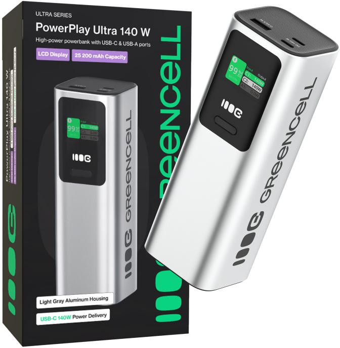 Powerbank Green Cell PowerPlay ULTRA 25200mAh Szybkie Nabíjanie 140W 2x USB-C PD 1x USB-A