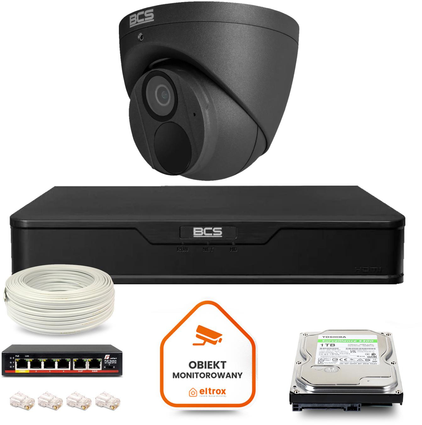 Sada monitoringu IP BCS Point 1x Kamera BCS-P-EIP28FWR3-Ai2-G Rekordér s diskom