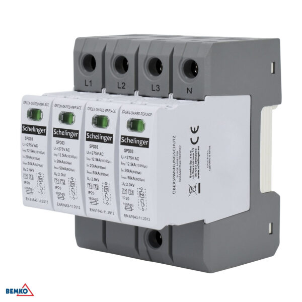 Obmedzovač prepätí 4P 12.5kA(10/350) Trieda T1+T2 (B+C) Schelinger