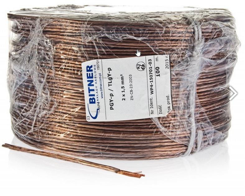 Kábel Reproduktorový Bitner BiTsound PGY-p (TLgY) 2x0,75mm 1m