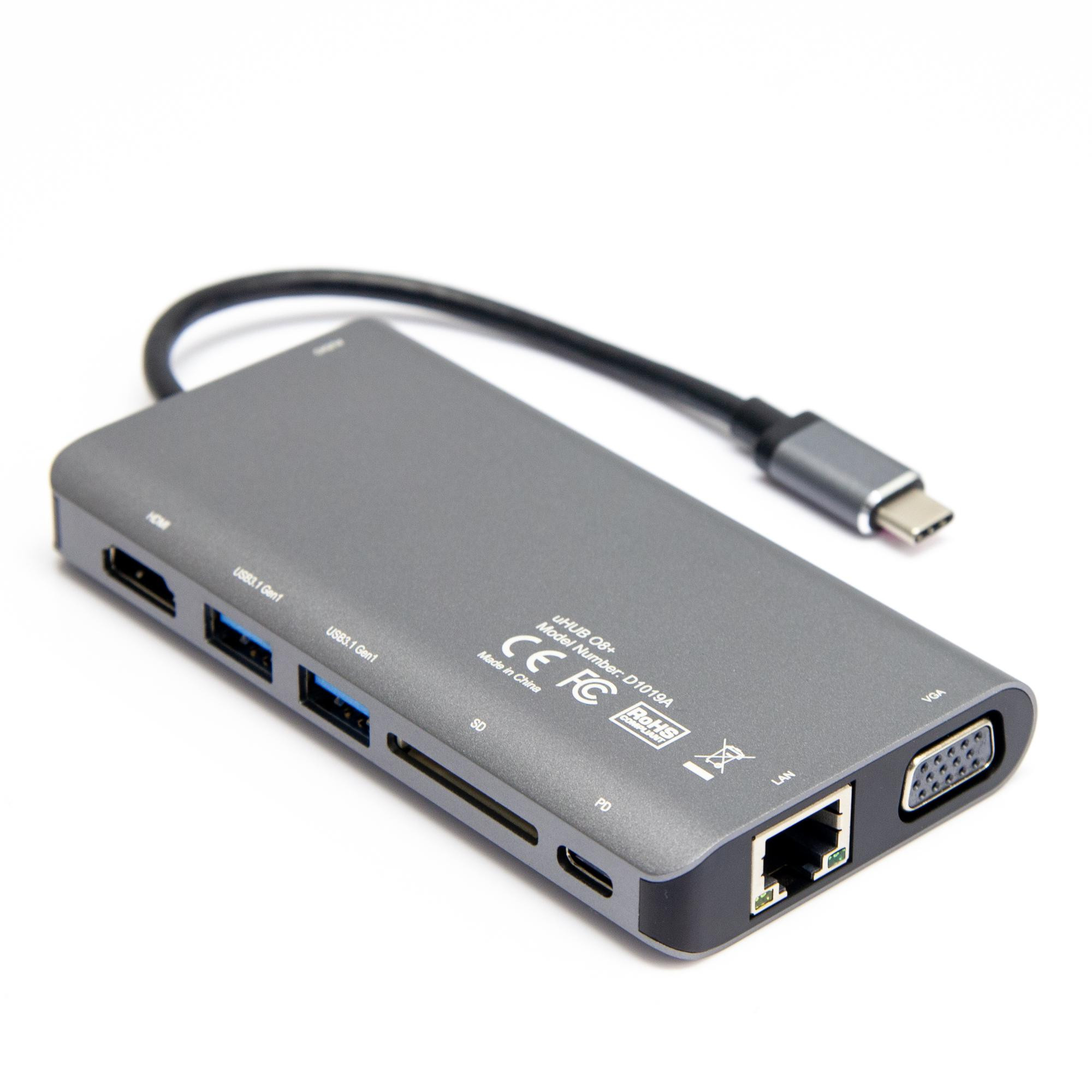 Hub USB-C Unitek D1019B 3.1 8v1 s Power Delivery 100W