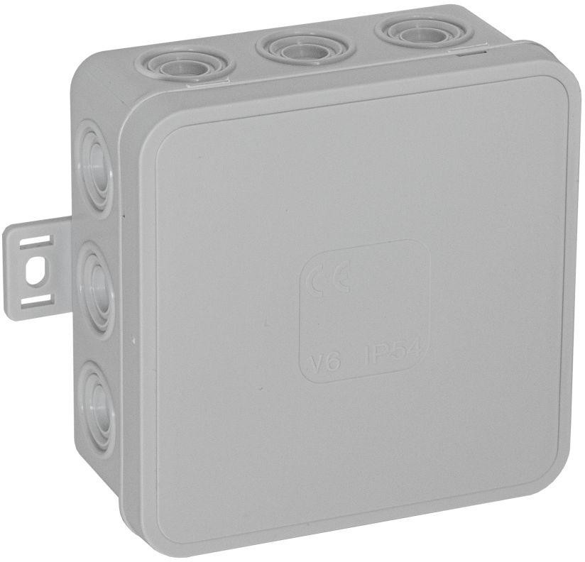 Inštalačná krabica nadomietková prázdna 12 vstupov Viplast V6 klik Sivá IP54 85x85x41mm 036-03
